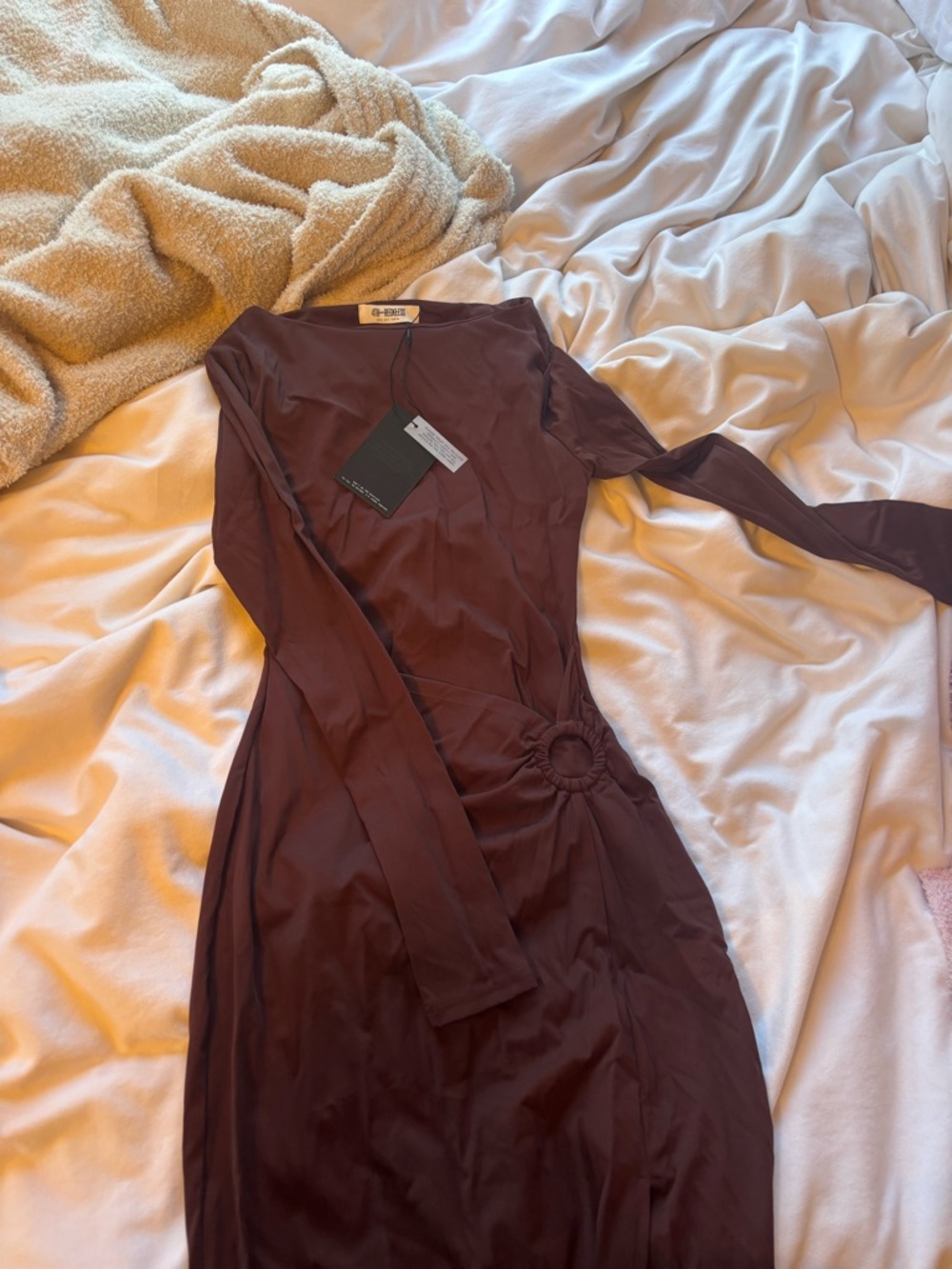 Brown maxi dress with slit